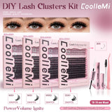 CoolleMi Ignite 260-320PCS DIY Lash Clusters Kit | Eyelash Extensions for Beginner Makeup | 3D Wispy Manga Lashes | Waterproof Bond & Seal with Remover & Tweezers