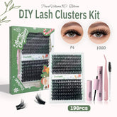 CoolleMi Bloom 196PCS DIY Lash Clusters Kit | Wispy Natural Eyelashes Extensions (F4 & 120D) | Makeup Eyelash Extension | Waterproof Bond & Seal with Remover & Tweezers Cosmetic