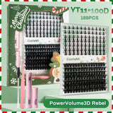 CoolleMi Rebel 189PCS DIY Lash Clusters Kit | 3D Wispy Eyelashes Extensions | Makeup Eyelash Extension | Waterproof Bond & Seal with Remover & Tweezers Cosmetic