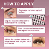 CoolleMi Fierce 256-320PCS DIY Lash Clusters Kit | Dramatic Volume Eyelashes Extensions | Makeup Eyelash Extension | Waterproof Bond & Seal with Remover Tweezers Brush Cosmetic