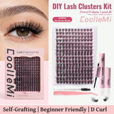 CoolleMi LuxeLift 192PCS DIY Lash Clusters Kit | Natural Eyelashes Extensions | Makeup Eyelash Extension | Waterproof Bond & Seal with Remover & Tweezers Cosmetic
