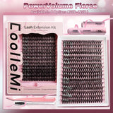 CoolleMi Fierce 256-320PCS DIY Lash Clusters Kit | Dramatic Volume Eyelashes Extensions | Makeup Eyelash Extension | Waterproof Bond & Seal with Remover Tweezers Brush Cosmetic