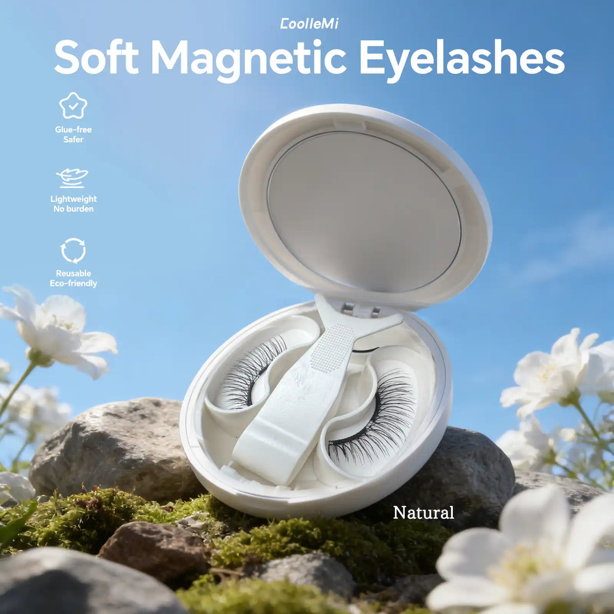 CoolleMi Natural Magnetic Lashes | Glue-Free Game Changer for a Zero Mess Nature Look | Reusable & Waterproof All-in-One Kit