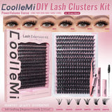 CoolleMi Fierce 256-320PCS DIY Lash Clusters Kit | Dramatic Volume Eyelashes Extensions | Makeup Eyelash Extension | Waterproof Bond & Seal with Remover Tweezers Brush Cosmetic