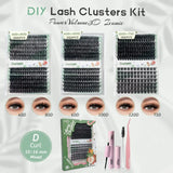 CoolleMi Iconic 196-266PCS DIY Lash Clusters Kit | PowerVolume Eyelashes Extensions | Makeup Eyelash Extension | Waterproof Bond & Seal with Remover Tweezers Brush Cosmetic